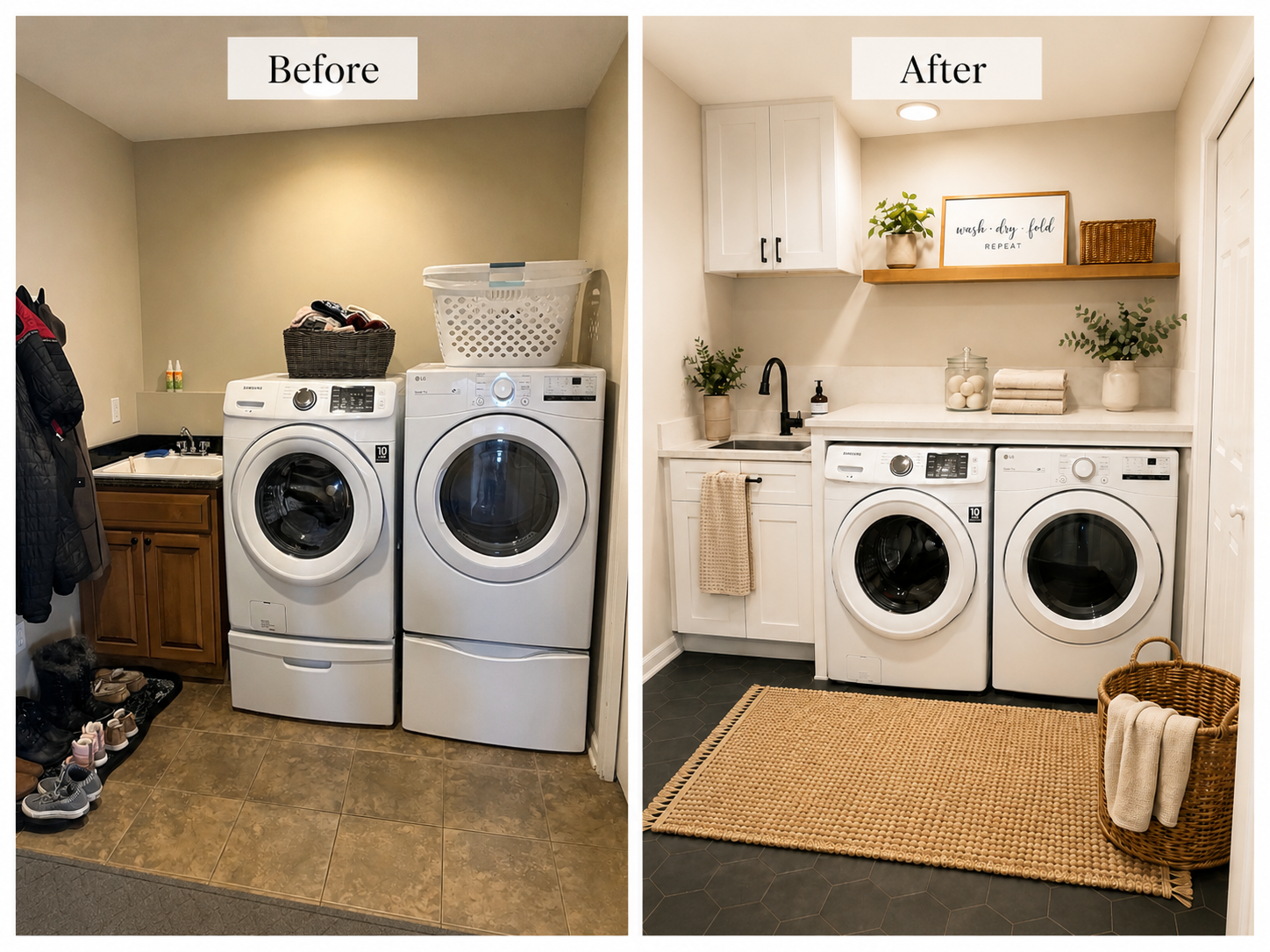 My DIY Laundry Room Makeover: Before & After + Simple Decor Ideas